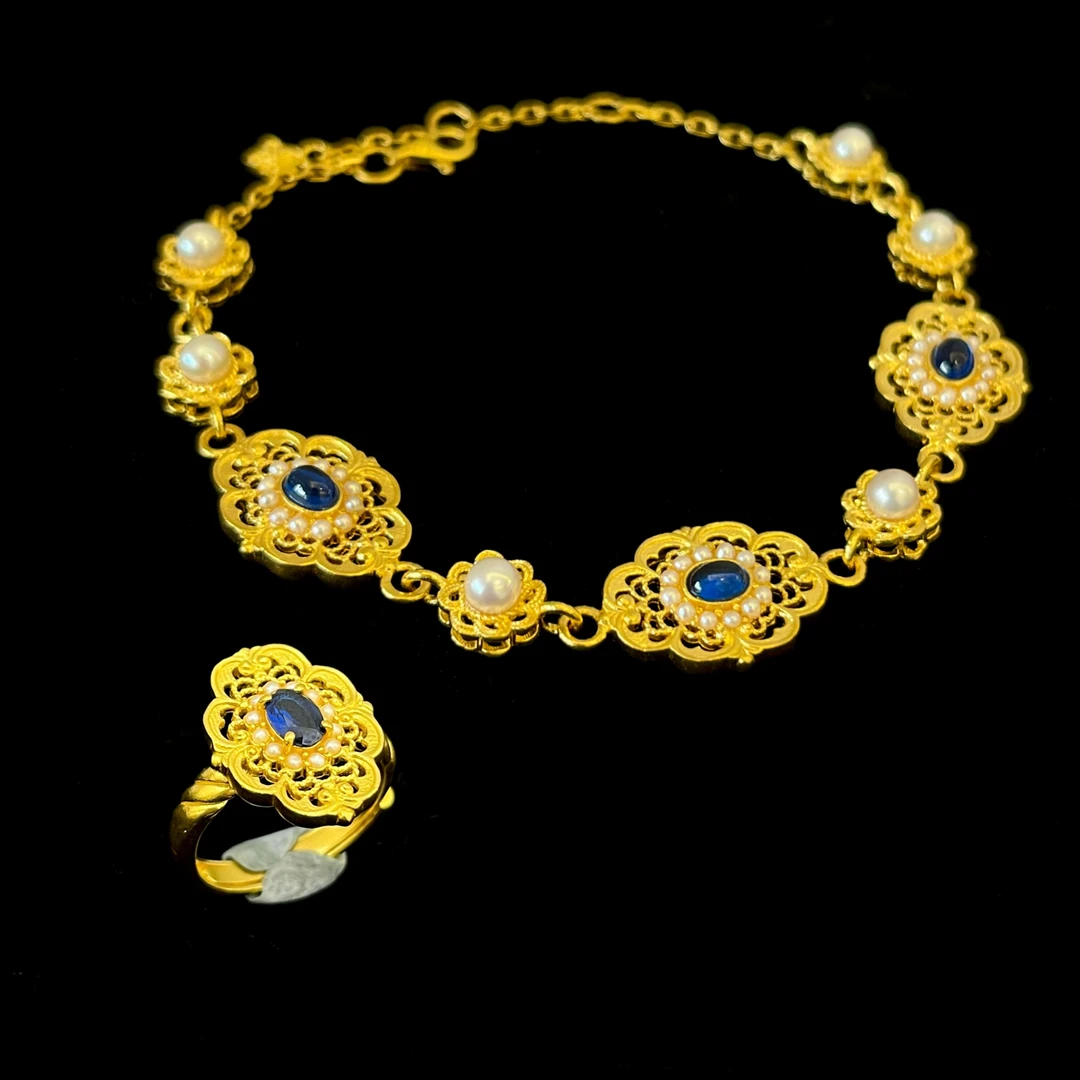 足金999丁香洛可可戒指手链套系