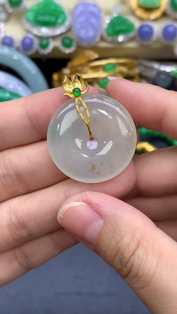 颈饰18K金镶嵌翡翠122-中国好珍宝