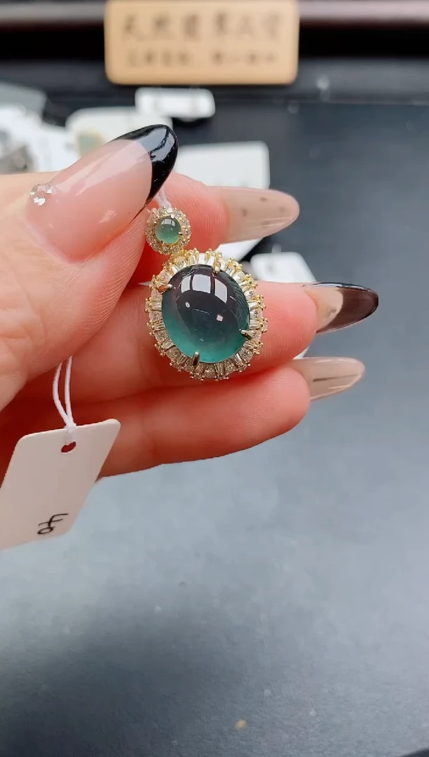 吊坠(赠链)银S925镶嵌翡翠1