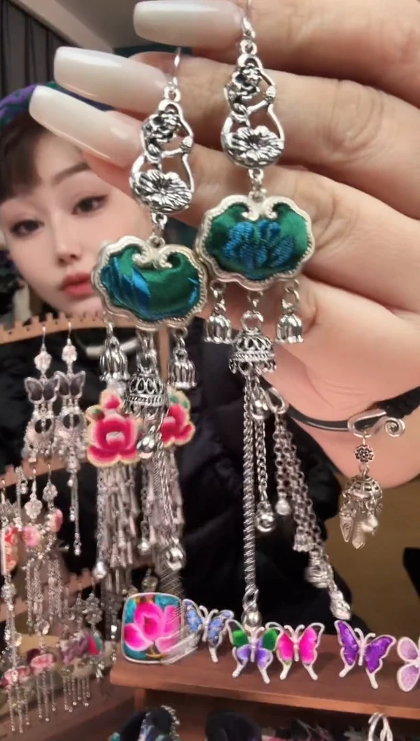 刺绣纯手工民族风刺绣耳环