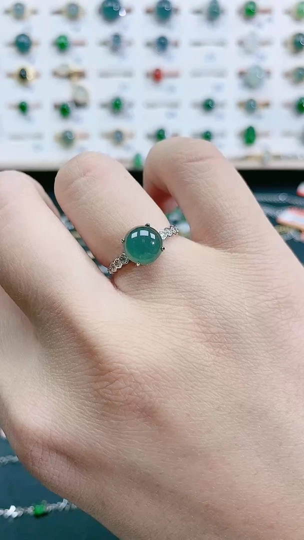 银S925镶嵌戒指翡翠天然翡翠