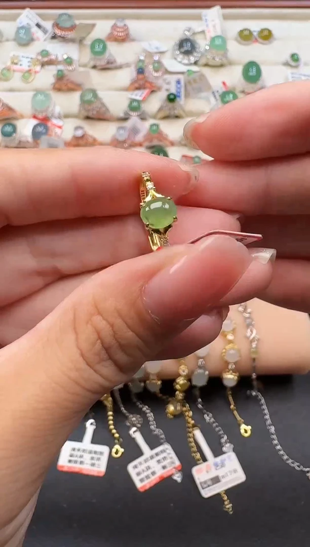 银S925镶嵌戒指翡翠戒指105