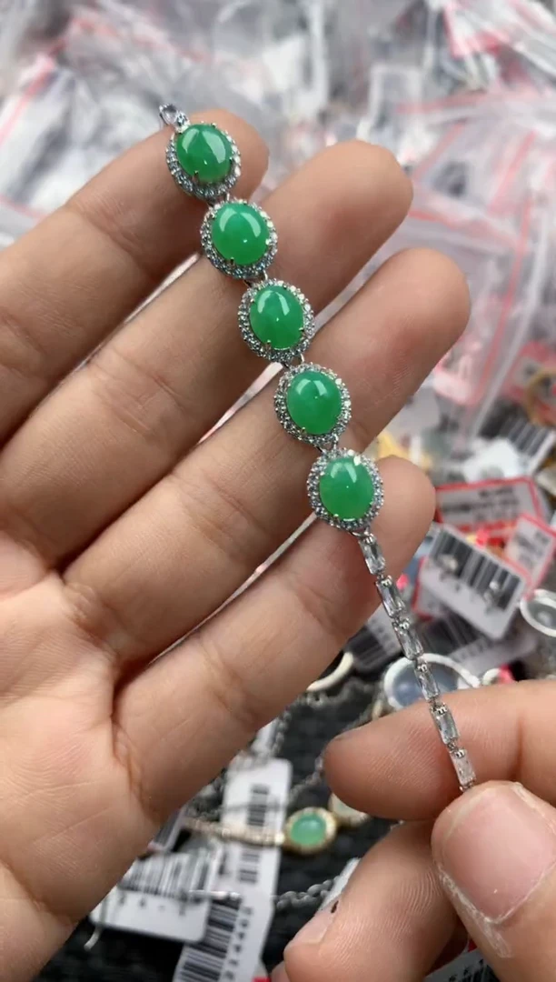 银S925镶嵌戒指翡翠4444444   5