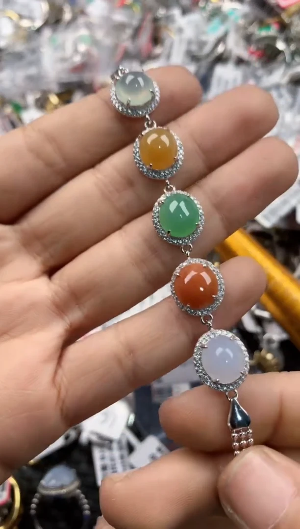 银S925镶嵌戒指翡翠14-14-14         7