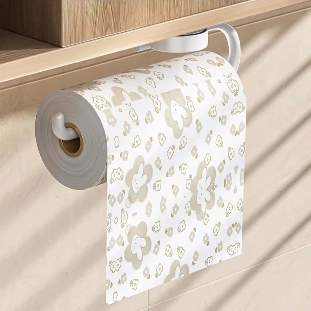 优勤吸盘厨房纸巾架壁挂抹布架橱柜保鲜膜收免打孔纸挂杆卷纸架