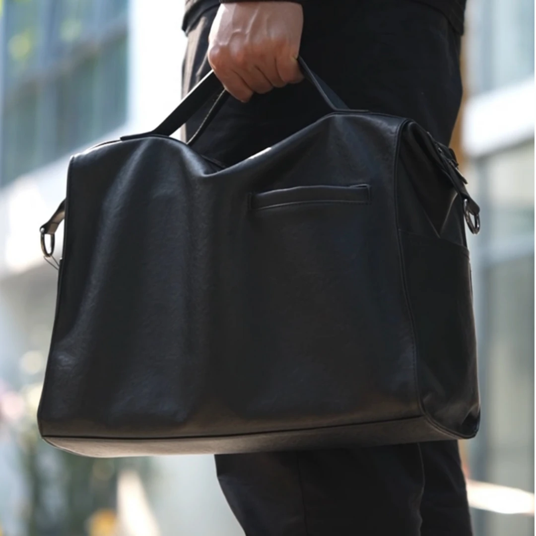 【鹿师傅头层牛皮大容量公文包】2026上新简约休闲男士斜挎包单肩包