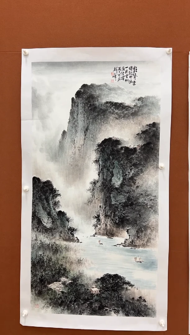 国画李文峰四尺浅降山水