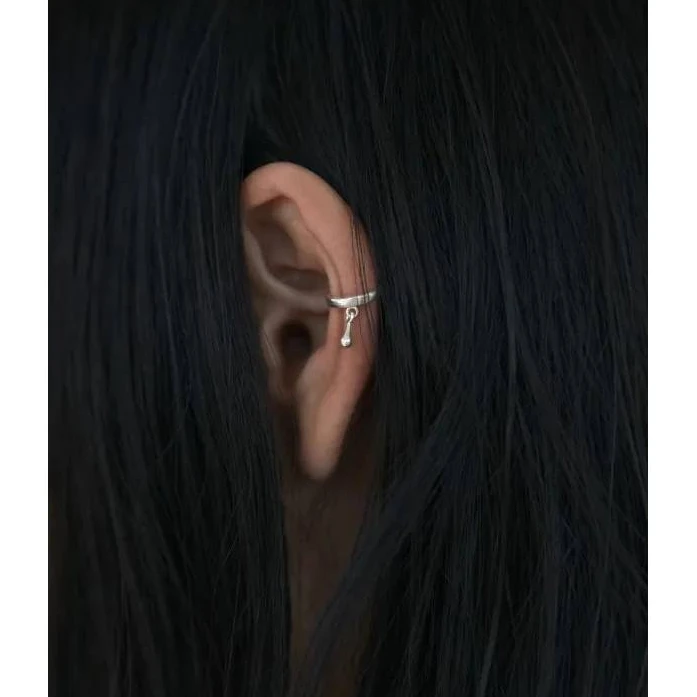 925银耳饰 耳骨夹纯银耳钉耳饰轻奢小众搭配百搭水滴耳夹925银