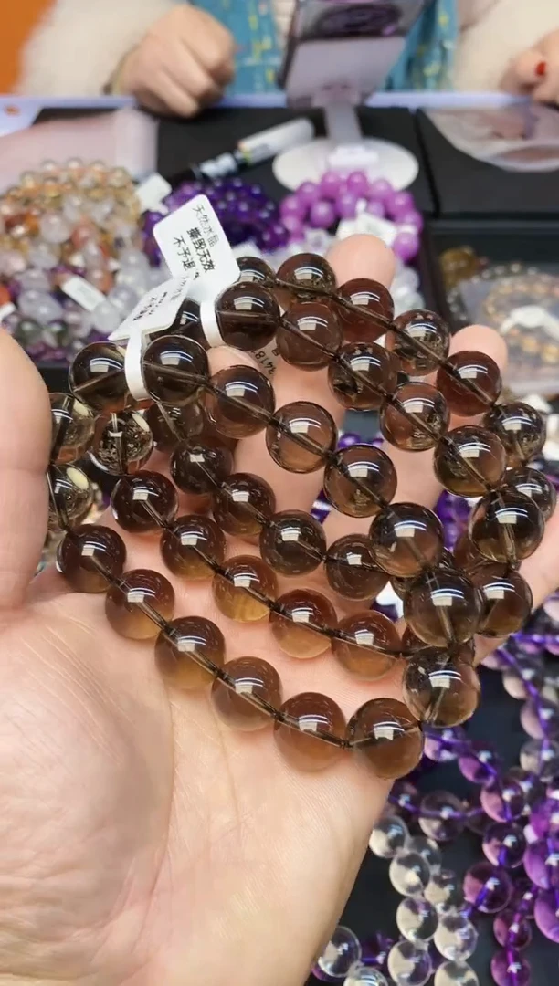 【闪购商品】水晶手链未镶嵌A6 茶晶 14mm 多样性发其一