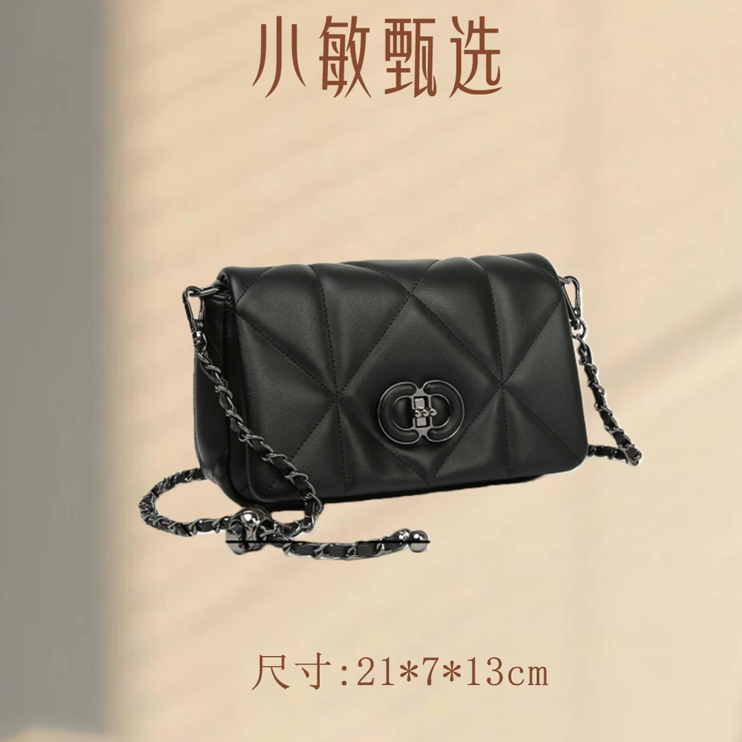 RAIN.CUN【小敏精选】BF-66537-黑色轻奢可拆卸小香风单肩女包