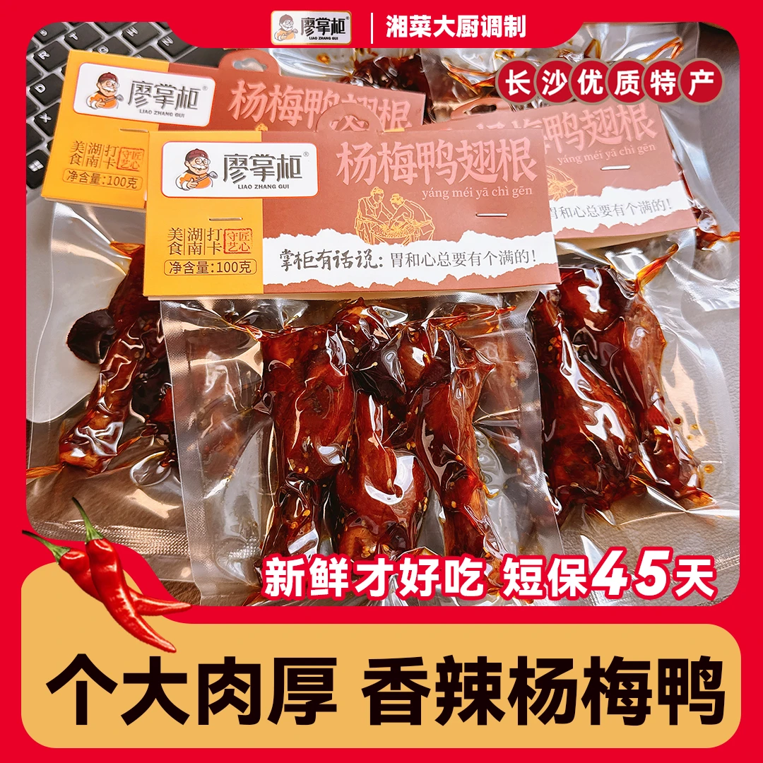 湖南特产香辣杨梅鸭翅根大鸭腿解馋办公室小零食追剧下酒菜熟食