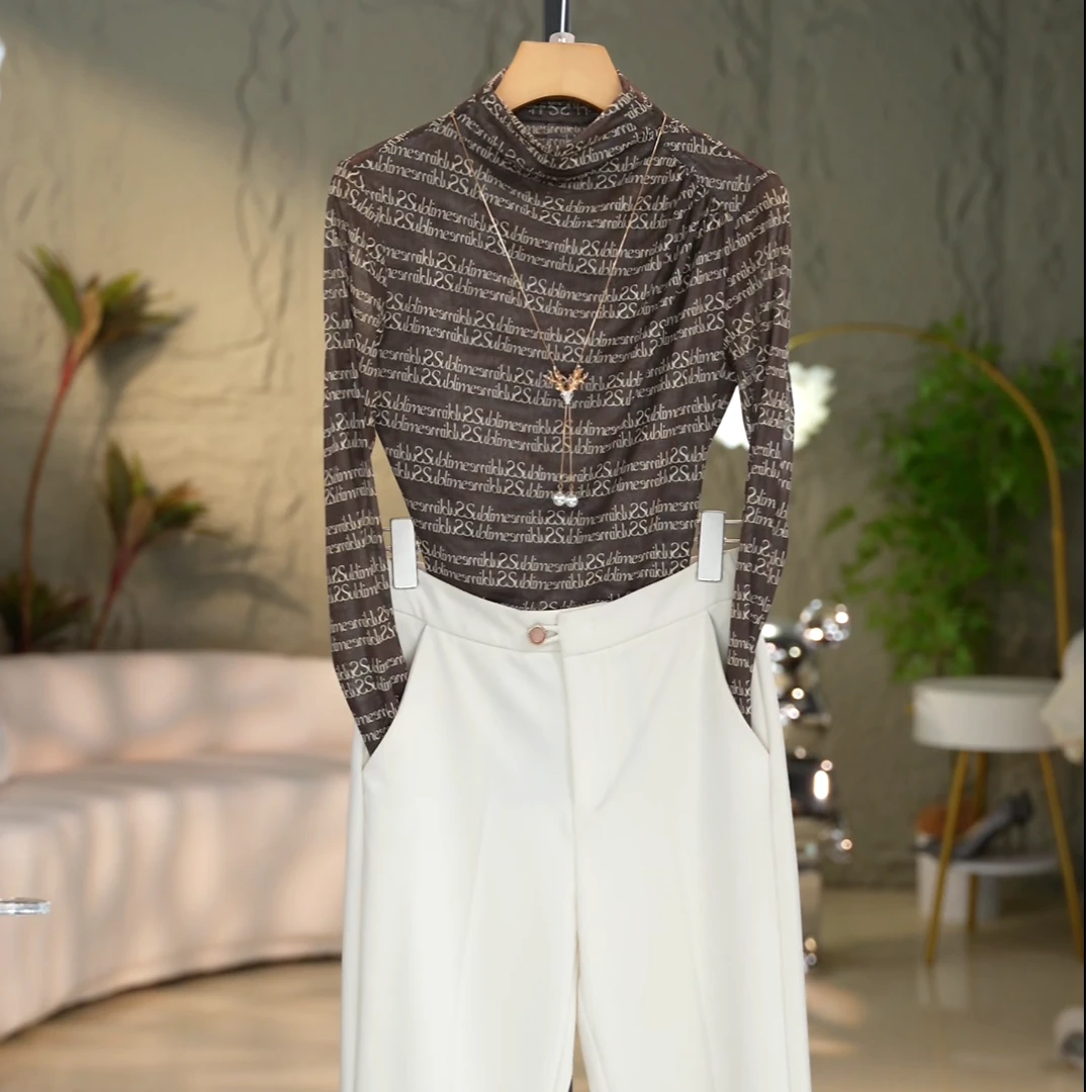 141#高贵上档次小衫2025新款潮流气质时尚显瘦网纱打底衫上衣