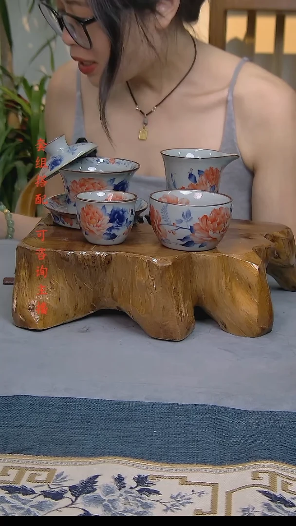 4件套陶瓷茶具老陶泥开片纹