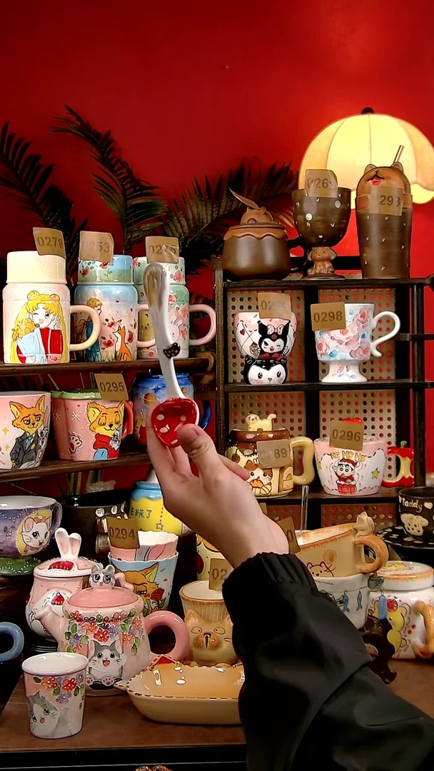 杯子瓷DIY景德镇创意手工陶瓷卡通风勺子