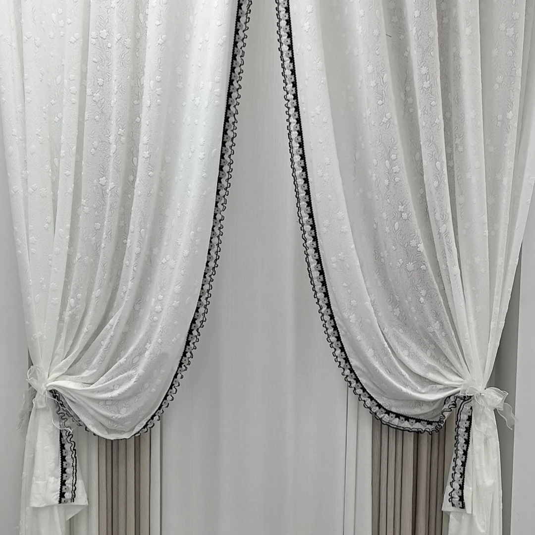 2025春季新品 羊绒浮雕小花 网红窗纱