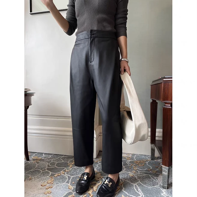 9K9031秋季老爹裤气质百搭韩版垂感显瘦高腰哈伦裤女11