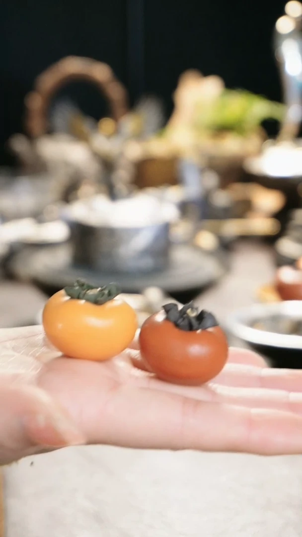 【闪购商品】迷你紫砂柿子手工茶宠一对