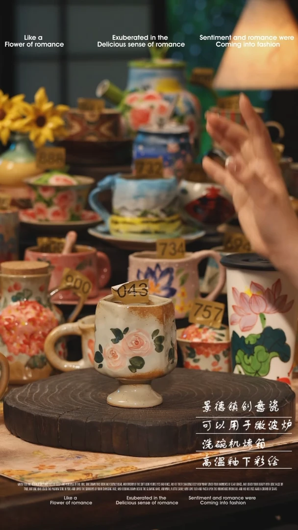 陶瓷景德镇高温釉下彩绘设计师款式