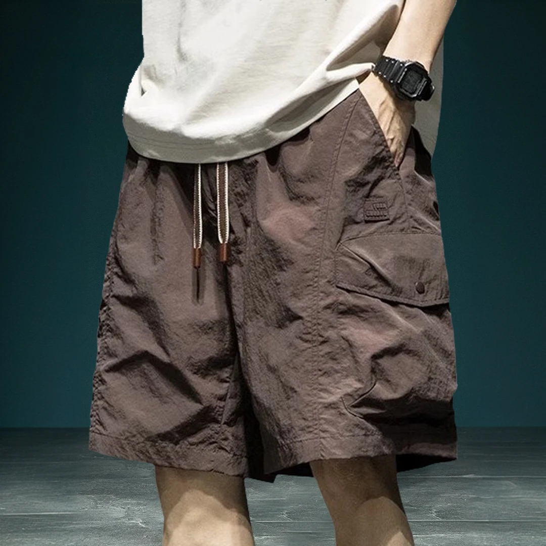 Cebrodz夏季冰丝工装短裤男美式潮流宽松薄款速干五分裤子透男士