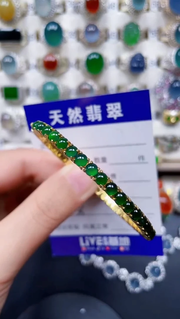 银S925镶嵌手镯翡翠158