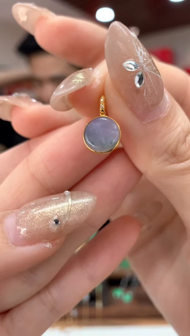 【闪购商品】翡翠吊坠(不含链)18K金镶嵌圆牌