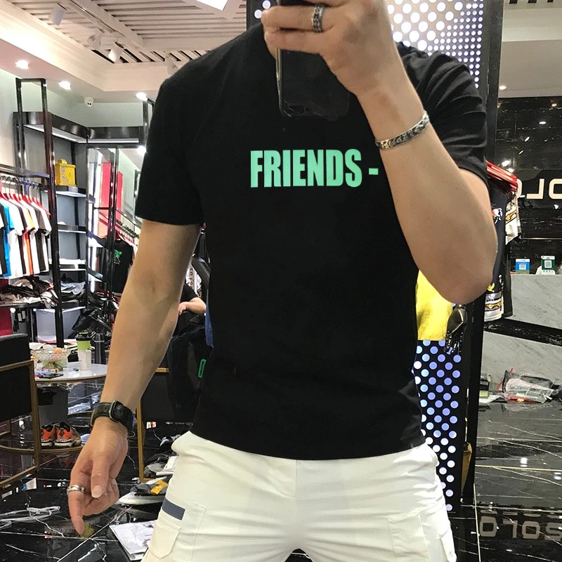 2026春夏百搭FRIENDS印花潮牌字母印花男士短袖修身T恤韩版潮t恤