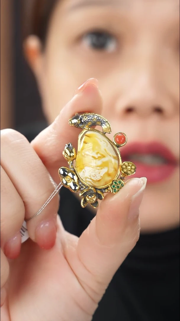 琥珀吊坠(不含链)未镶嵌特色蜜蜡胸针