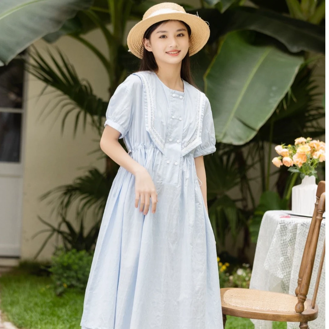 20328高端专享夏款连衣裙粉蓝