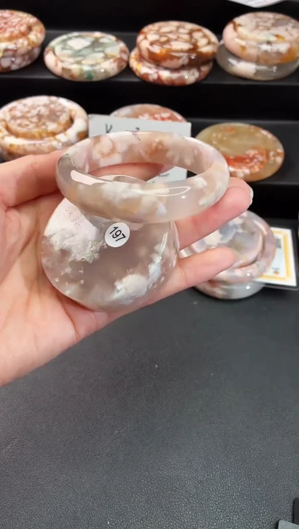 手镯玛瑙/玉髓未镶嵌石英质玉55圈54/55带(赠送镯心)