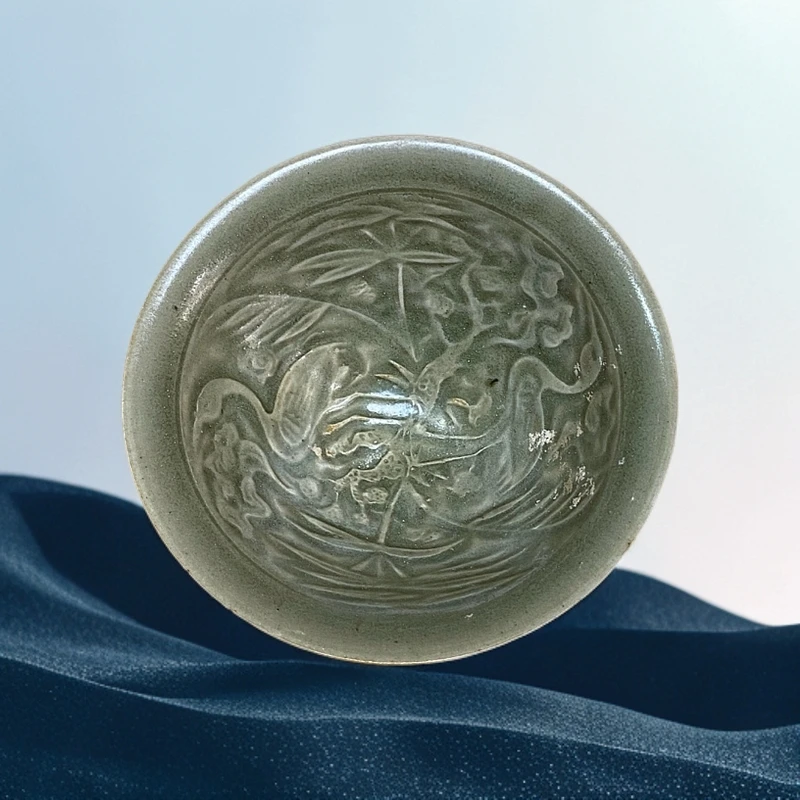 耀州窑纯手工印花茶盏主人杯全手工