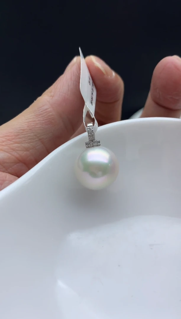 银S925镶嵌FF淡水珍珠白珠吊坠(赠链）