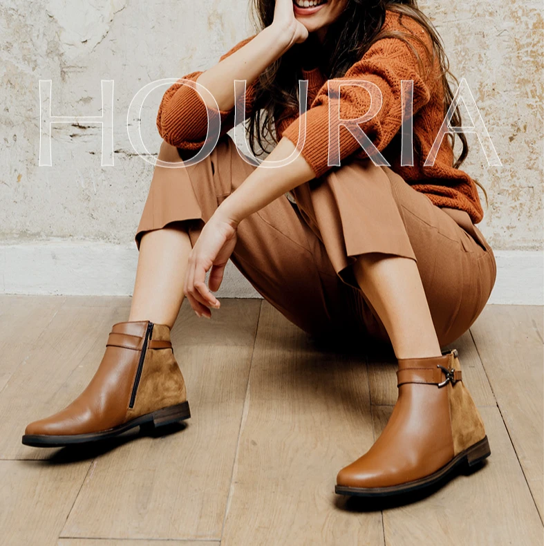 法国马飞仕图加绒圆头高帮低筒切尔西靴低跟舒适圆头复古休闲女鞋