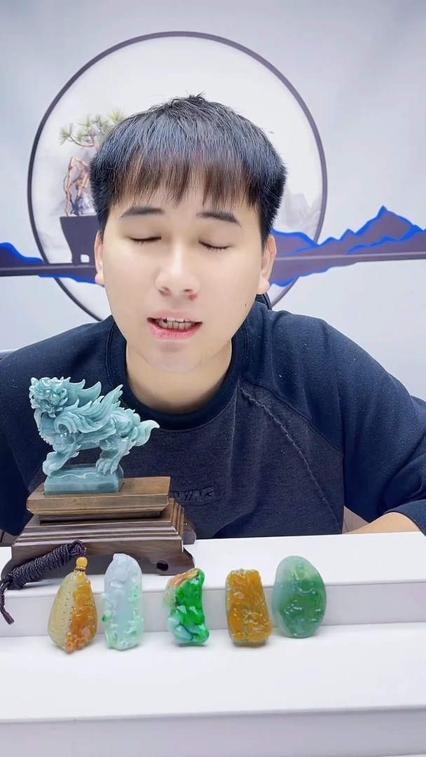 未镶嵌定制翡翠路*甲毛货挂件64