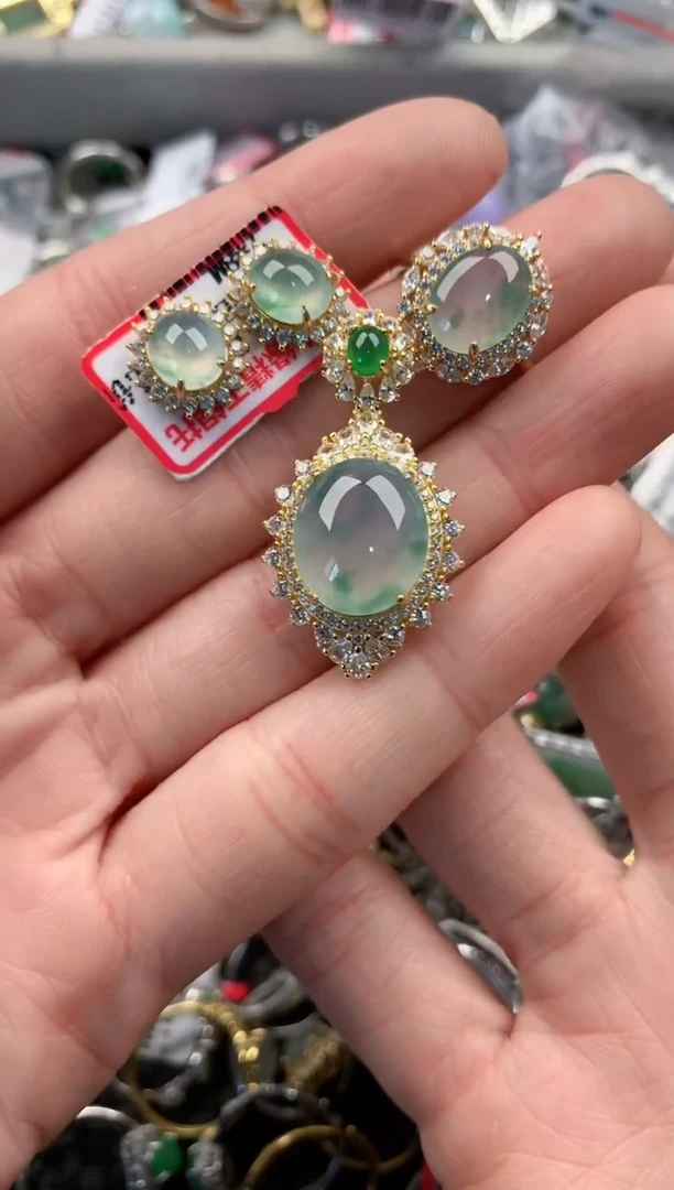 银S925镶嵌戒指翡翠4        5