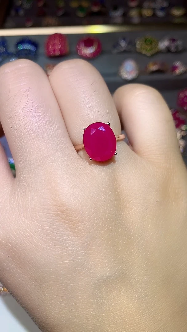 红宝石戒指银S925镶嵌....