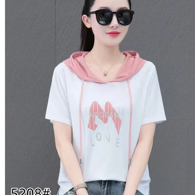 女款夏季高定连帽T恤5208