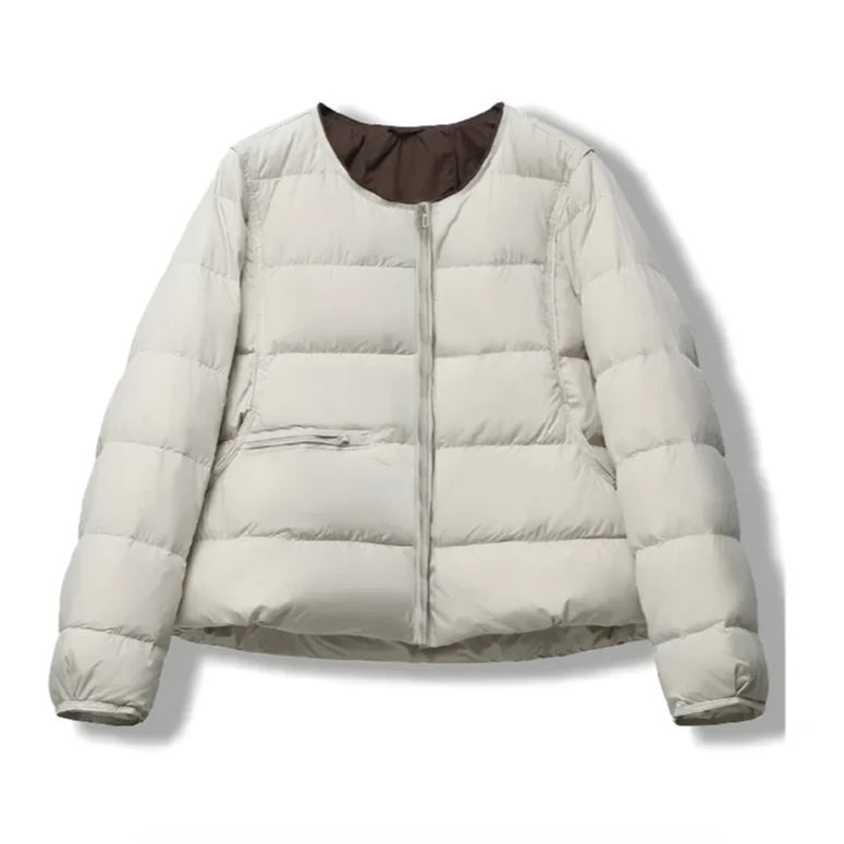 （小香风）新款百搭短款女秋冬时尚休闲服羽绒服韩版拉链无领外套