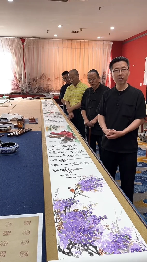 书法多位老师合作书画长卷