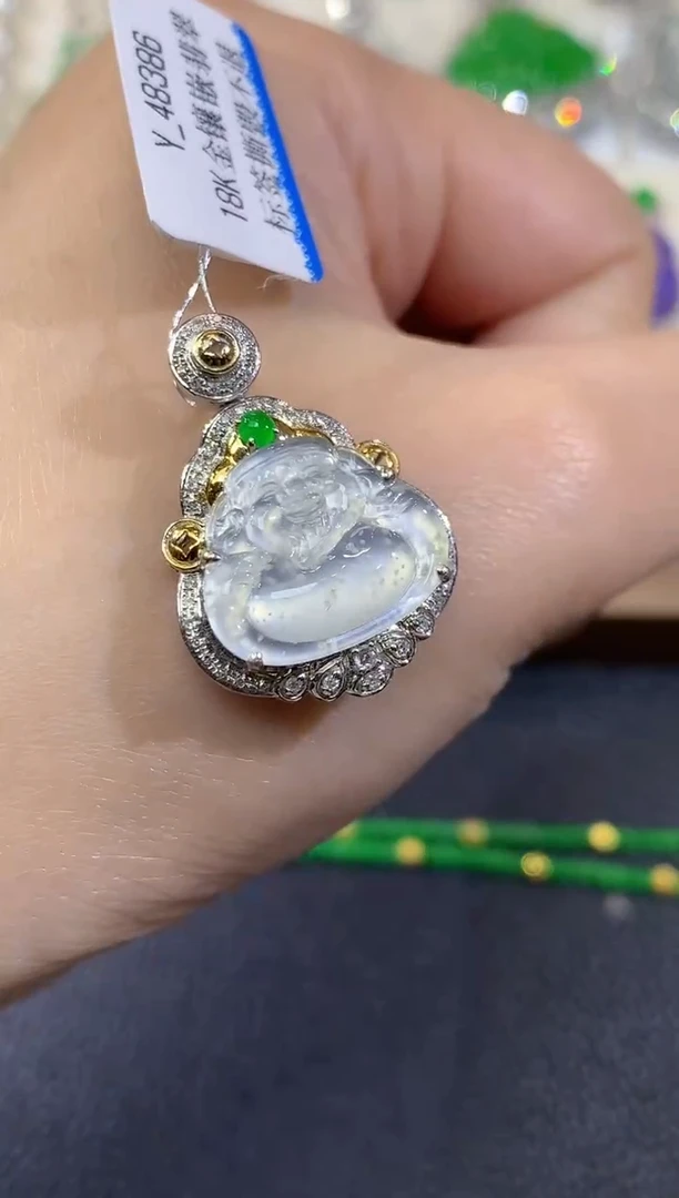 吊坠(不含链)18K金镶嵌翡翠A63