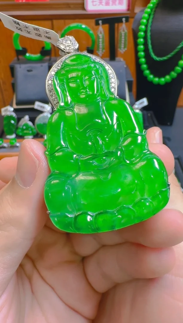 吊坠(赠链)银S925镶嵌翡翠天然A货翡翠