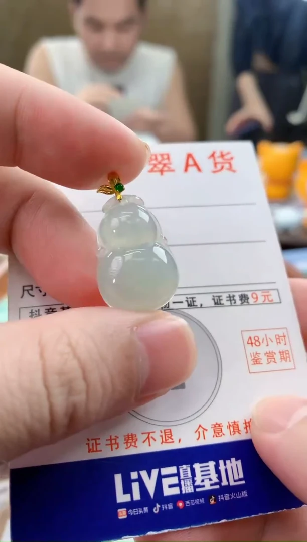 颈饰18K金镶嵌翡翠天然A货翡翠挂件