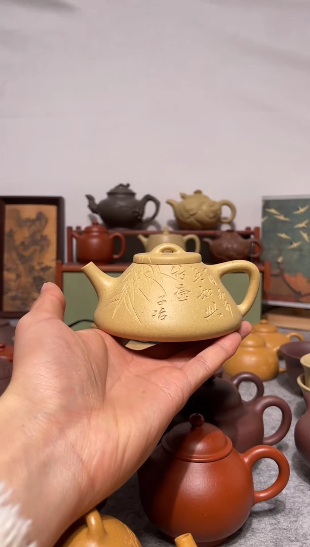 茶壶紫砂宝山墨绿半手工 子冶石瓢200cc