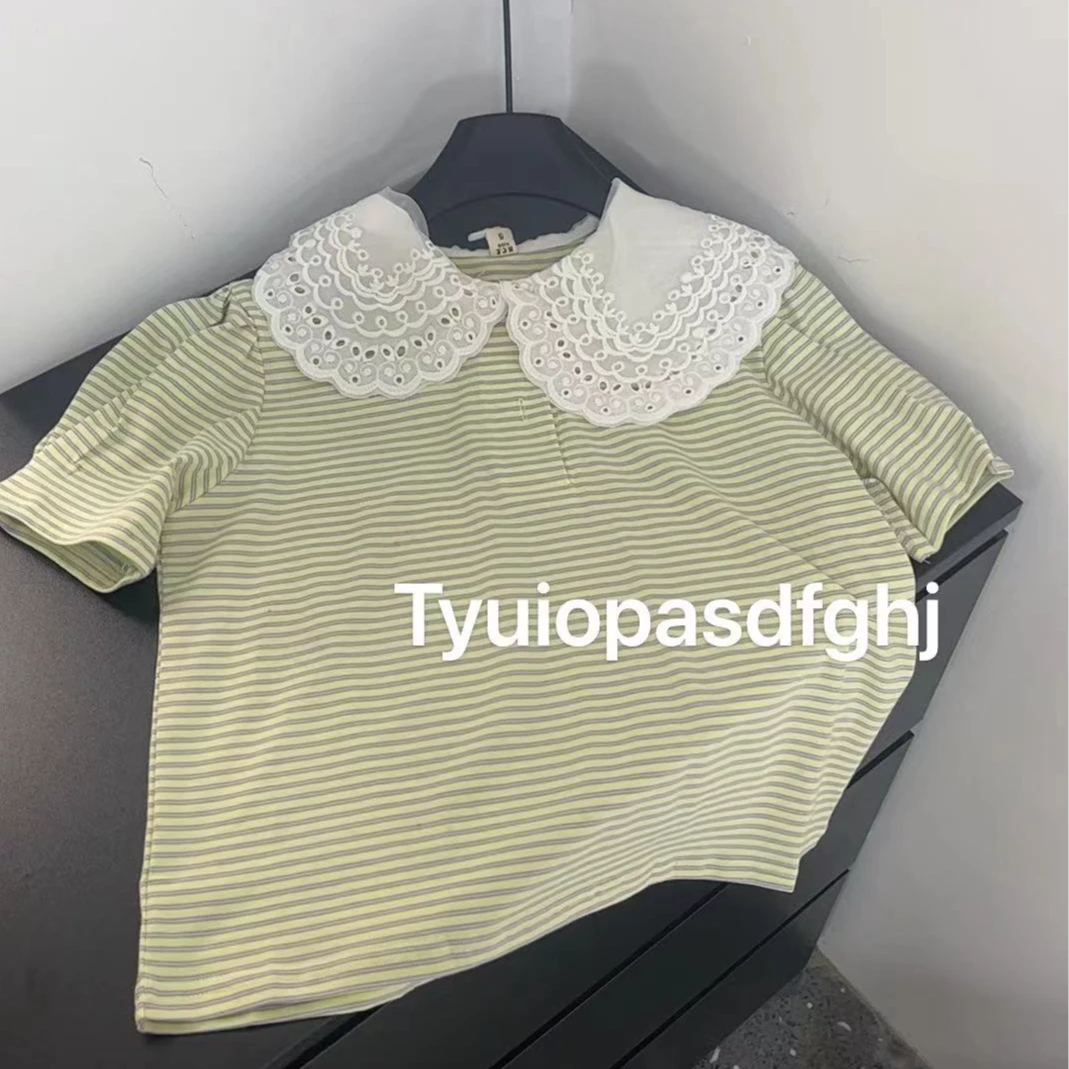 女童娃娃领条纹T恤571