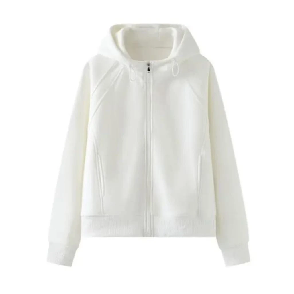 春秋季新款休闲百搭连帽运动拼接短款外套女开衫显瘦拉链卫衣ins