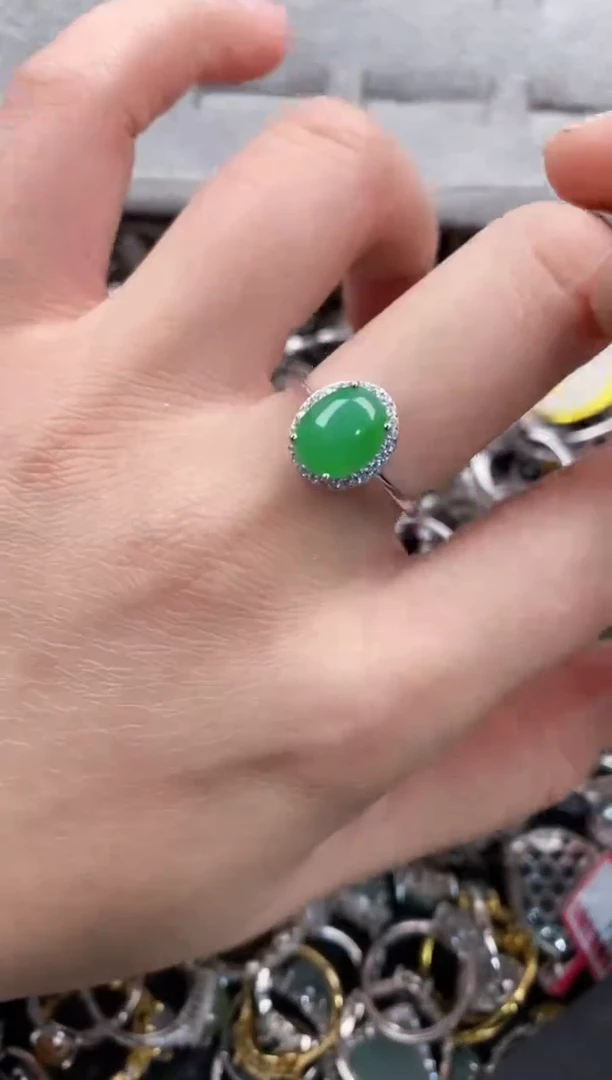 银S925镶嵌戒指翡翠11   3