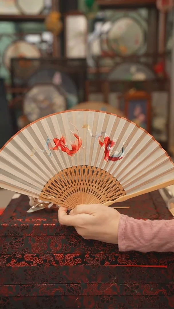 扇子折扇 苏绣绣花吊坠非遗