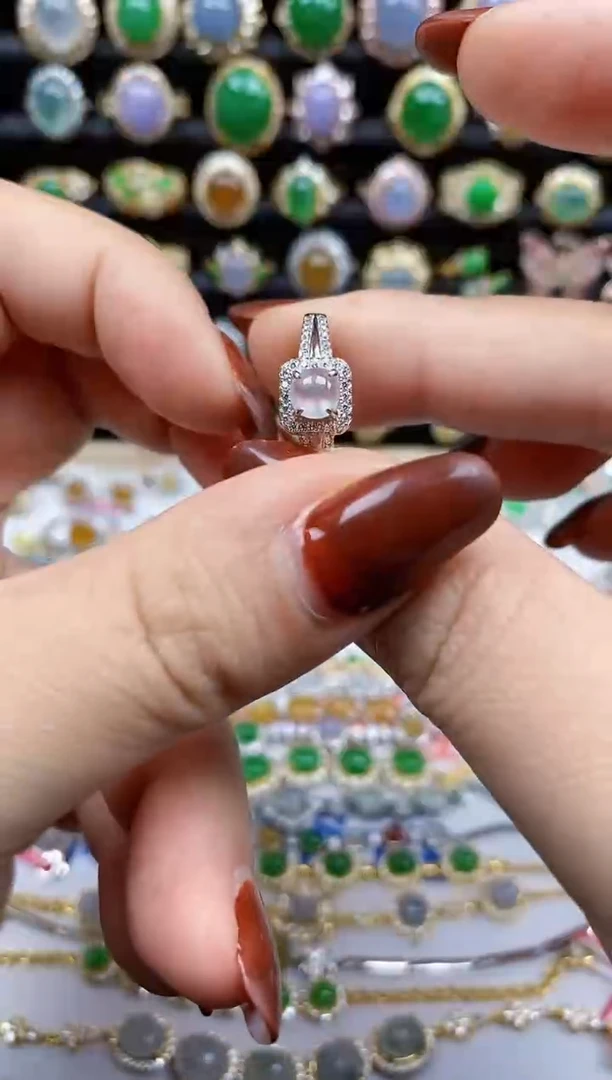 银S925镶嵌戒指翡翠6676