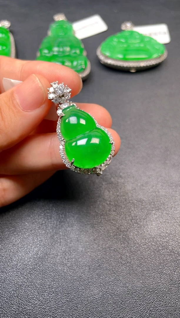 吊坠(不含链)银S925镶嵌翡翠吊坠