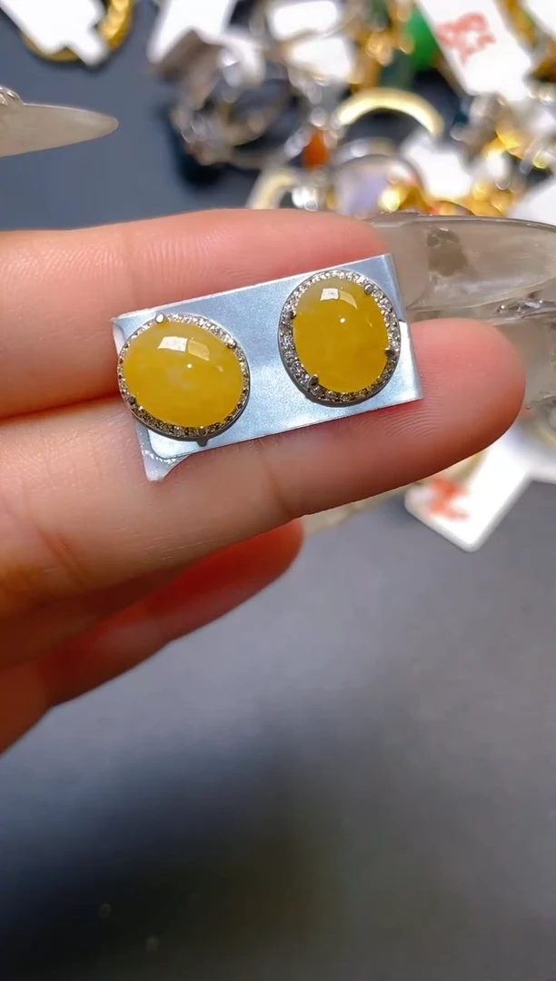 【闪购商品】翡翠耳饰银S925镶嵌天然A货翡翠1