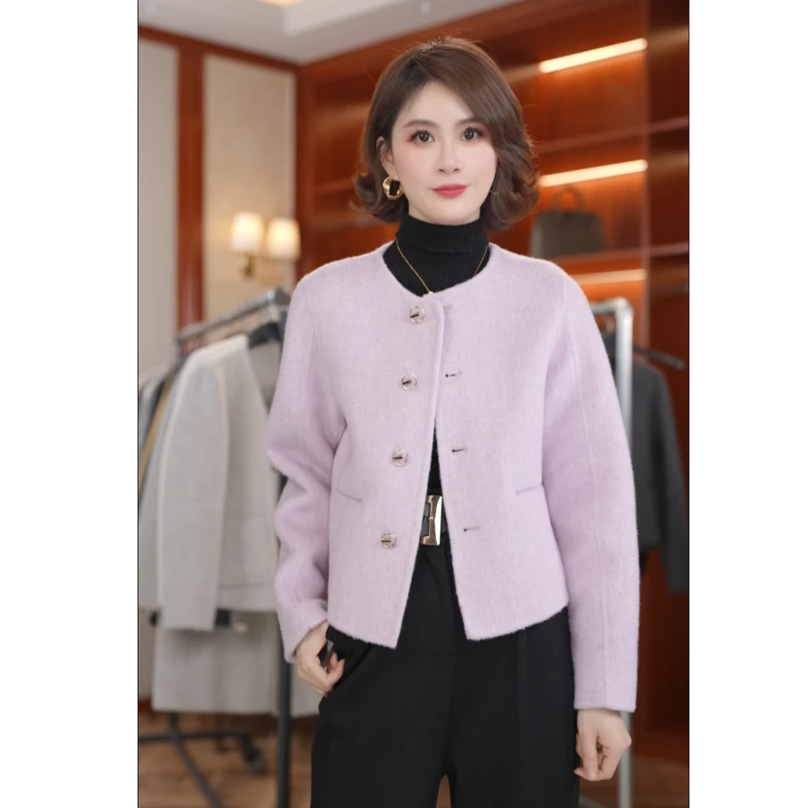 【小野】2025新品高级感手工双面羊毛单排扣百搭设计师短款153